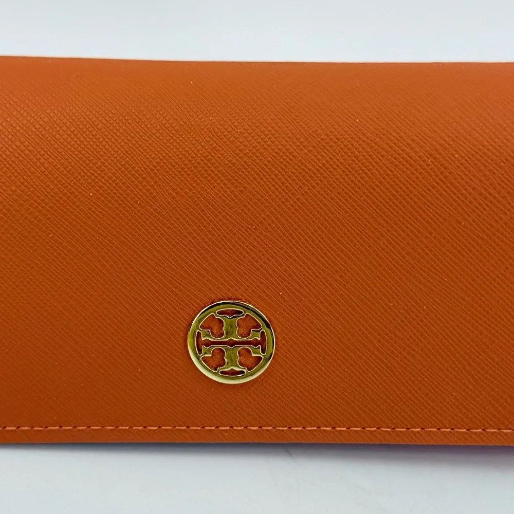 Tory Burch Glasses Sunglasses Semi‎ Rigid Orange Faux Leather Case New NWOT